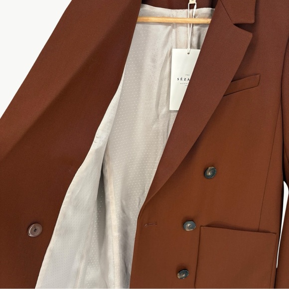 NWT Sézane Michele Double Breasted Blazer | Sz 36 (US 4) | Chocolate Brown - Picture 13 of 16